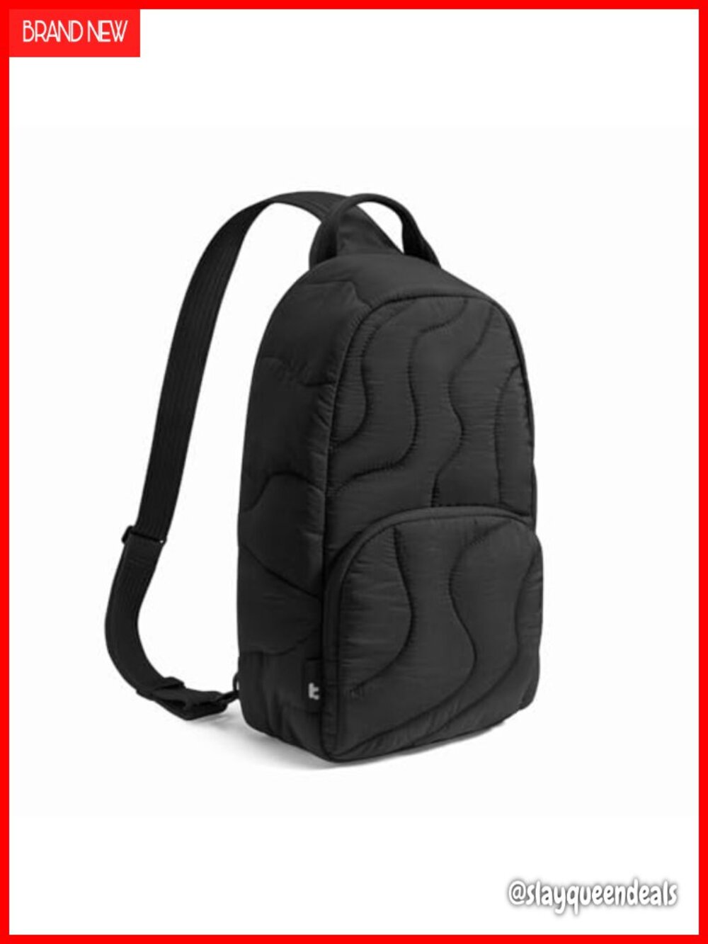 Quilted Puffy Sling Backpack with Padded Compartment for MacBook, 10L
